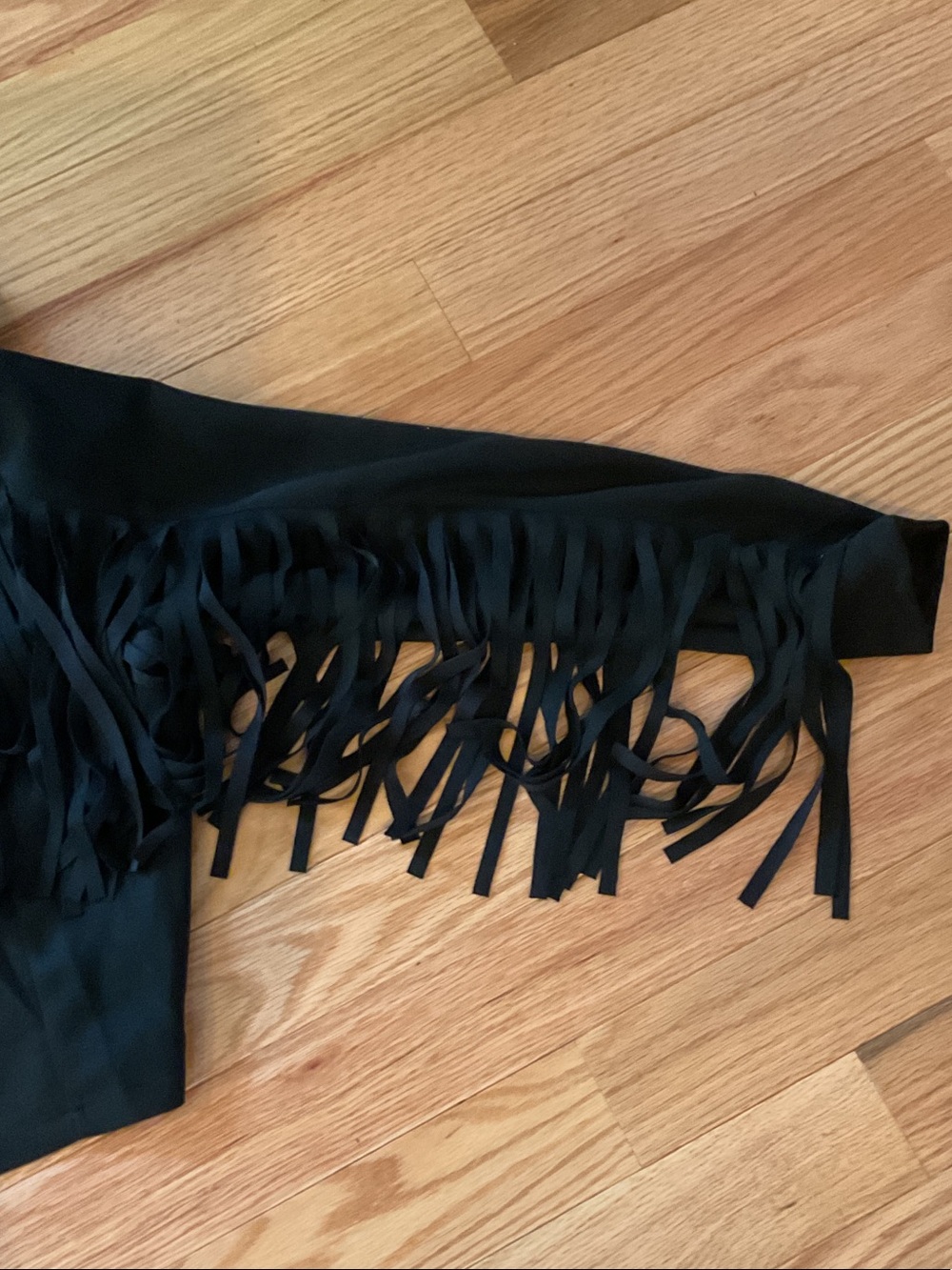 Black Fringe western Open Jacket cropped faux suede medium biker NWOT COWBOY - Picture 11 of 11